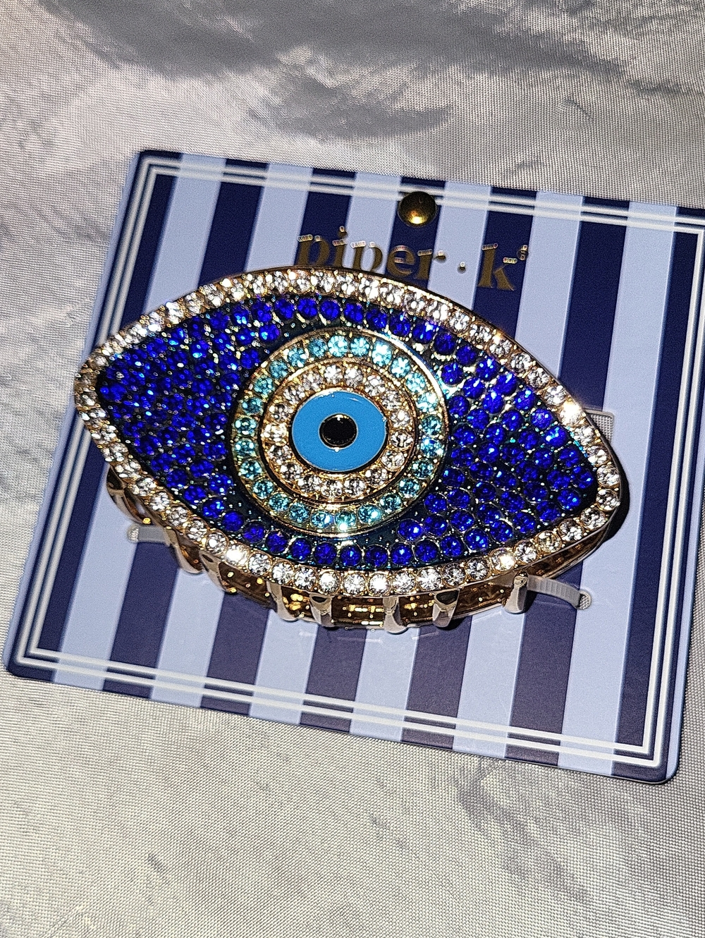 Piper K Gold Tone Blue Crystal Evil Eye Hair Clip Li M